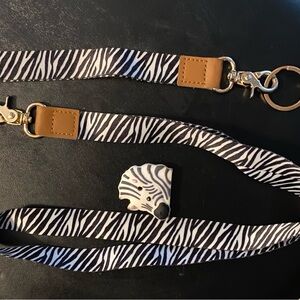 Zebra Print Lanyard and Wristlet Key Chain